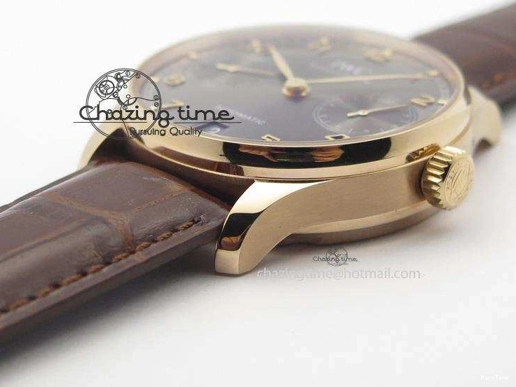 MIROTIME 1219 Unisex Portuguese Real PR RG IW500702 ZF 1:1 Best Edition On Brown Leather Strap A52010 V 7303